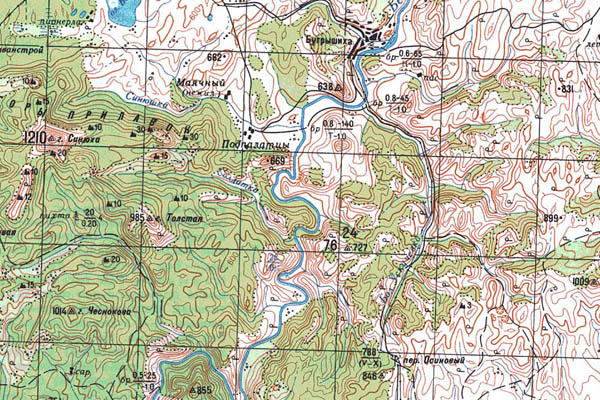 Уменьшенный фрагмент представленной топографической карты M-44-11 - Trasa.ru