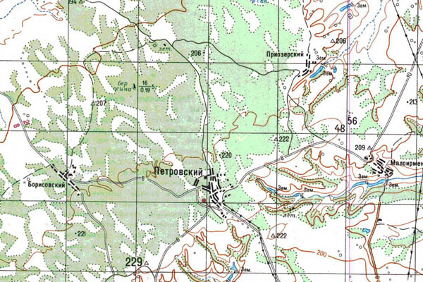 Уменьшенный фрагмент представленной топографической карты N-44-16 - Trasa.ru
