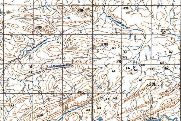 Уменьшенный фрагмент представленной топографической карты S-44-27_28 - Trasa.ru