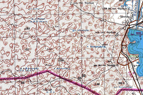 Уменьшенный фрагмент представленной топографической карты K-42-26 - Trasa.ru