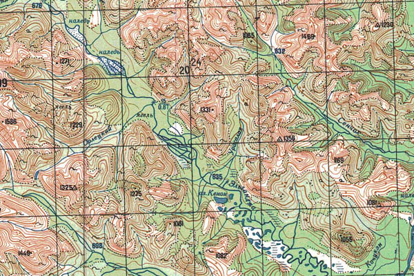 Уменьшенный фрагмент представленной топографической карты P-54-31_32 - Trasa.ru